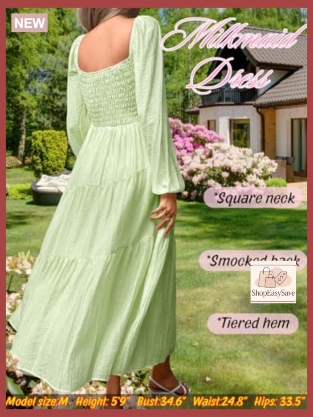 Tiered Maxi Dress Off Shoulder Smocked Flowy Boho Cottagecore Long Sleeve - Picture 3 of 7